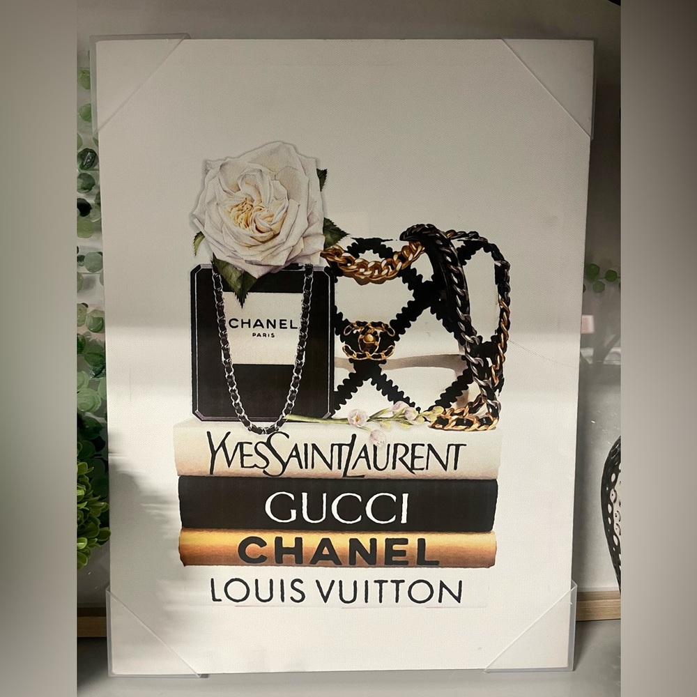 Chanel Perfume and Designer Books Canvas Art